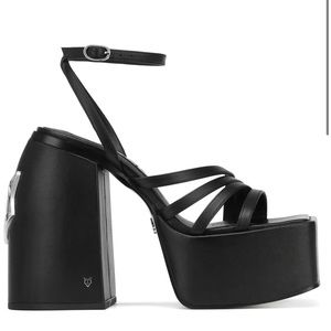 Naked Wolfe Jada Black Leather Heels